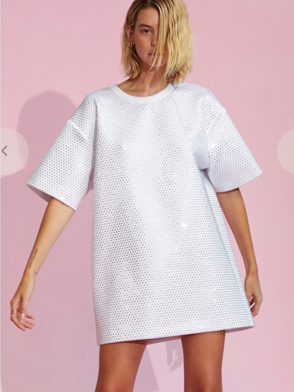 Cynthia Rowley Crystal Studded Short Sleeve Dress